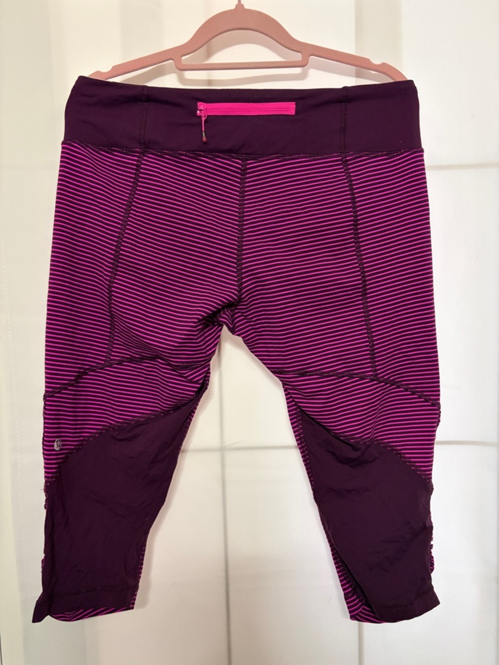 lululemon Pink and Purple Reversible Striped Leggings Estimated Size 10